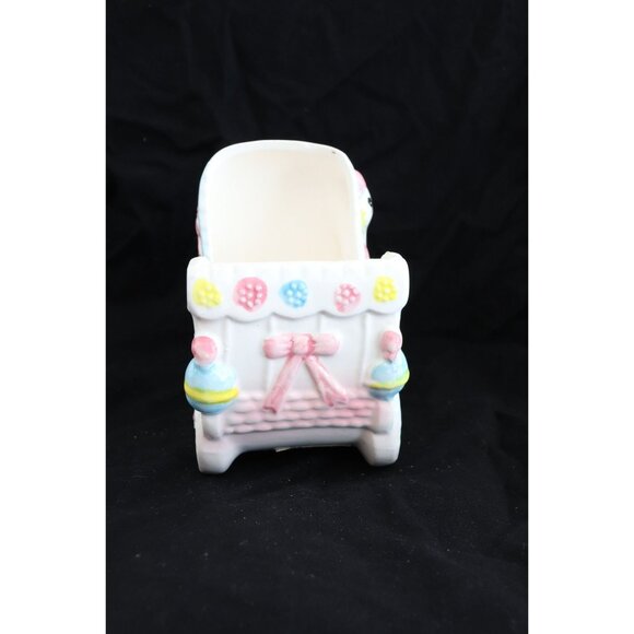 Vintage Rubens Originals Ceramic Baby Carriage Bassinette Stork Delivery 3358 - Picture 2 of 8
